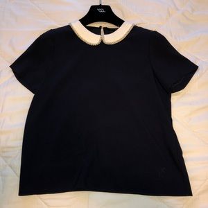 Zara blouse with beaded detailing at collar